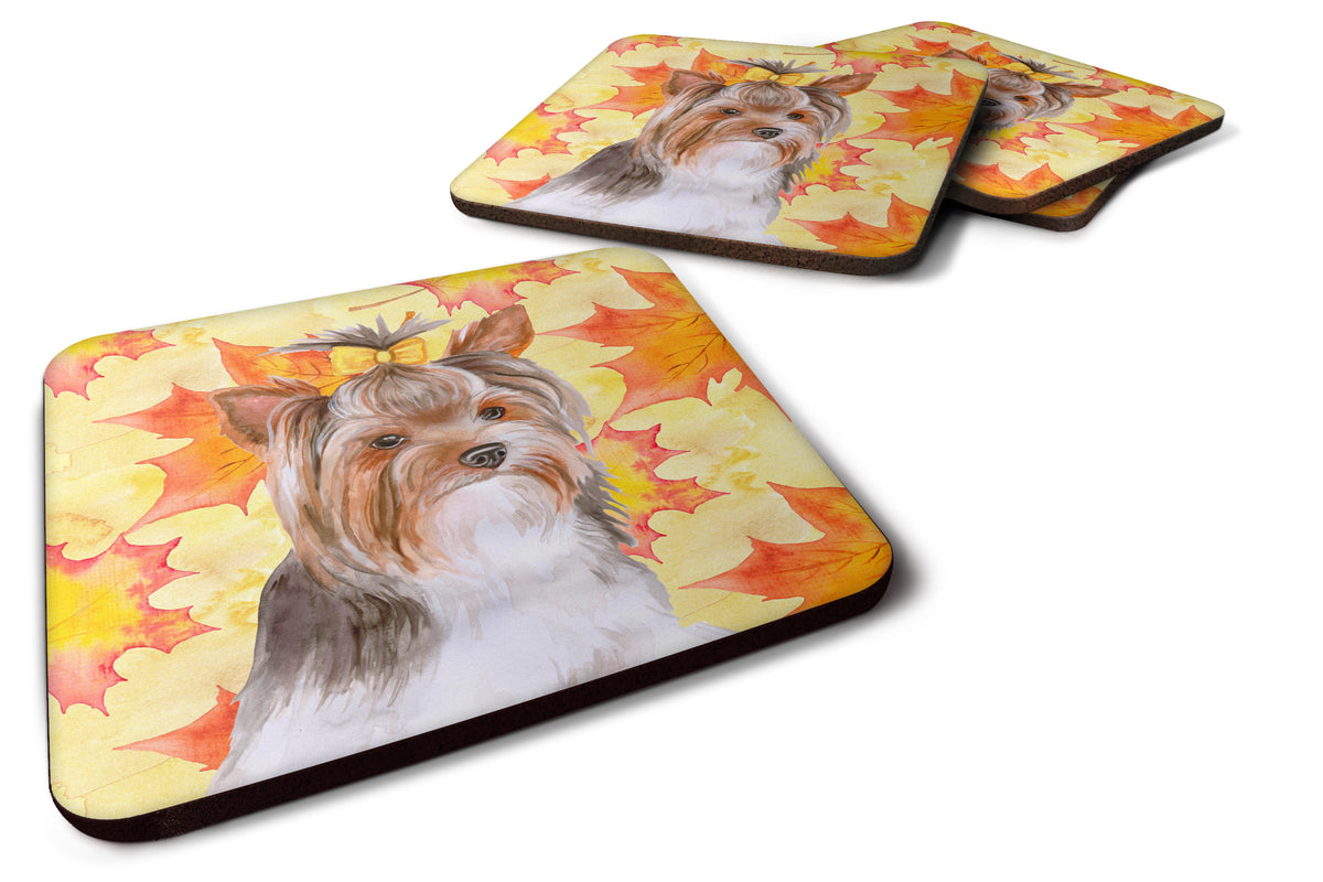 Set of 4 Yorkshire Terrier #2 Fall Foam Coasters Set of 4 - the-store.com