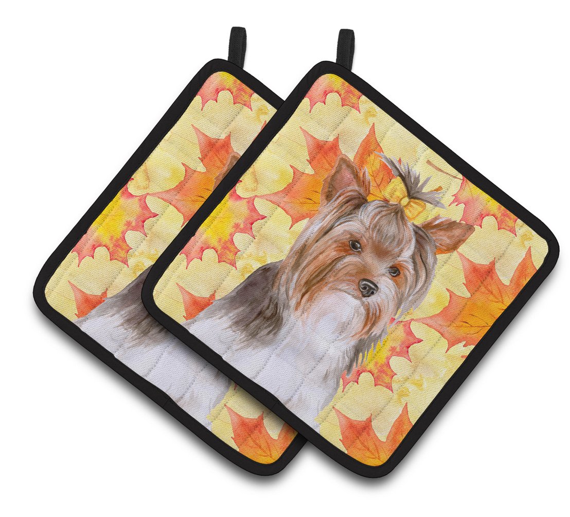 Yorkshire Terrier #2 Fall Pair of Pot Holders BB9984PTHD by Caroline&#39;s Treasures