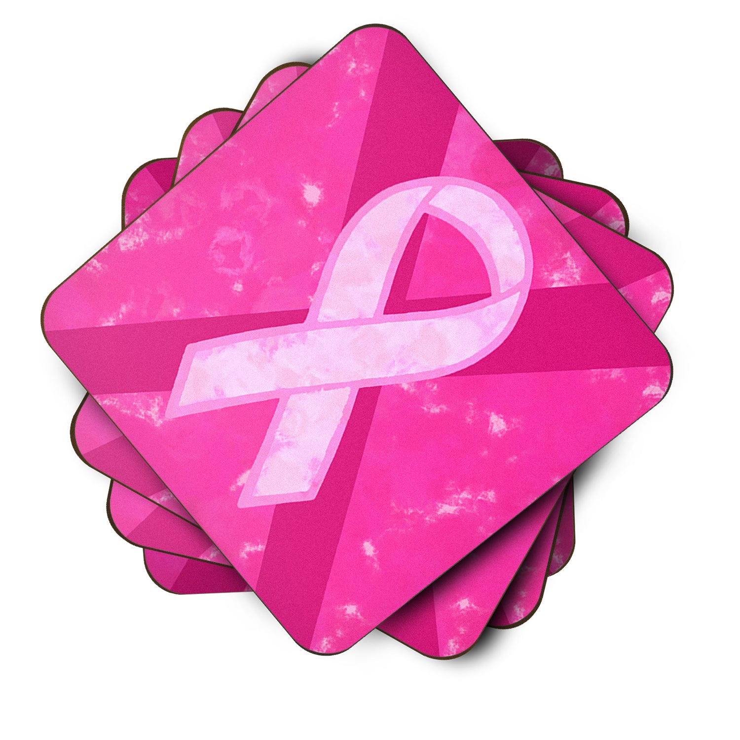 Set of 4 Breast Cancer Battle Flag  Foam Coasters - the-store.com