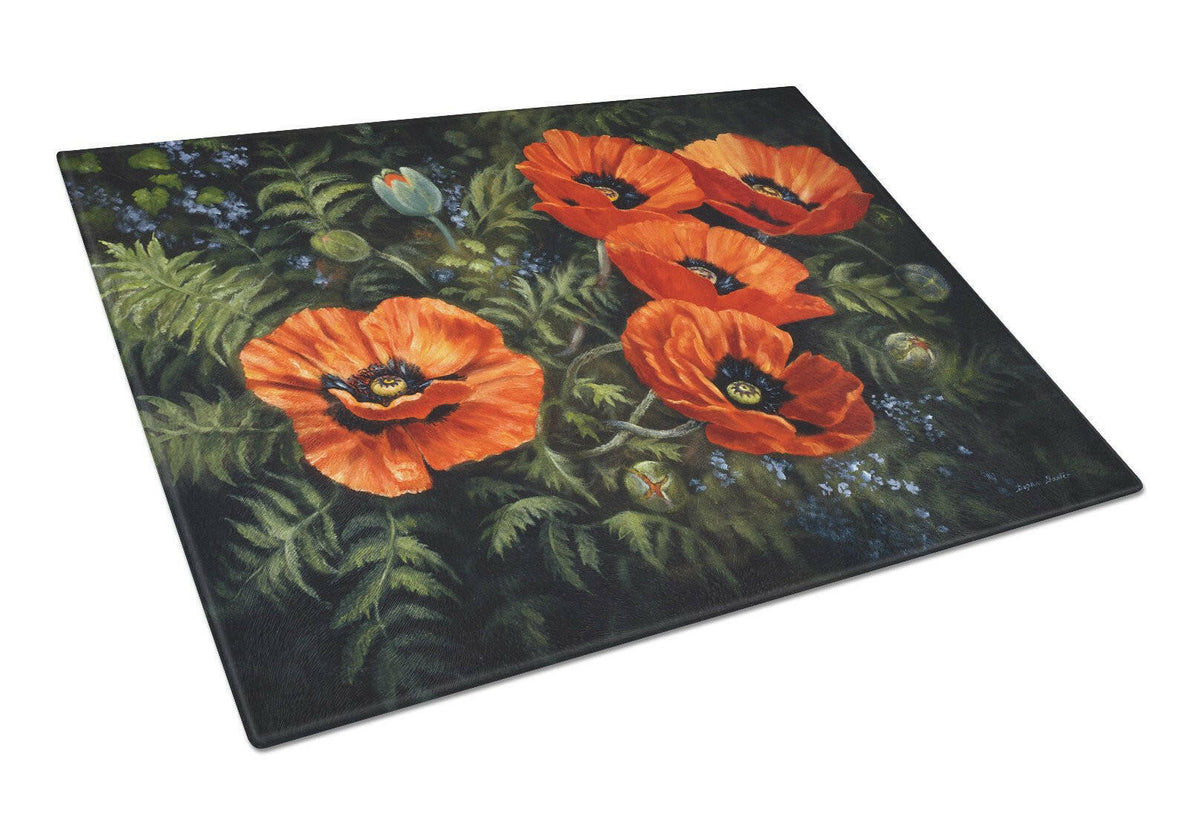 Poppies by Daphne Baxter Glass Cutting Board Large BDBA0007LCB by Caroline&#39;s Treasures