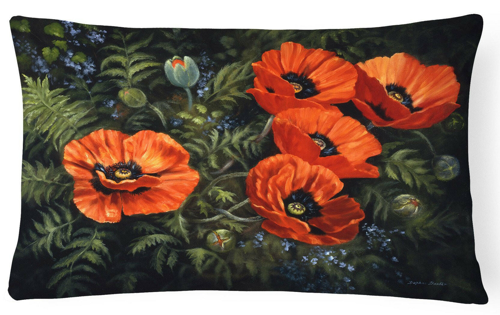 Poppies by Daphne Baxter Fabric Decorative Pillow BDBA0007PW1216 by Caroline's Treasures