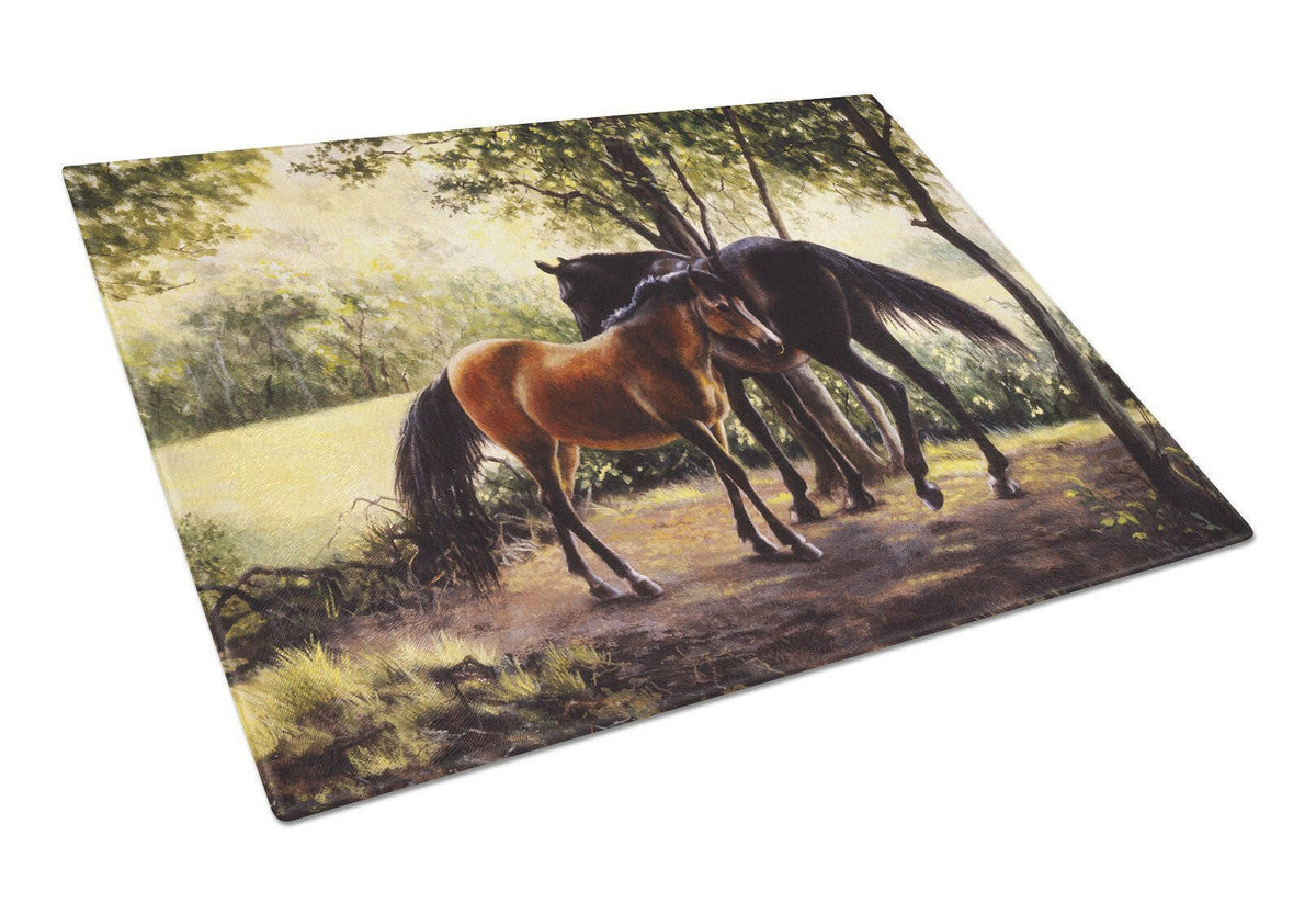 Horses by Daphne Baxter Glass Cutting Board Large BDBA0055LCB by Caroline&#39;s Treasures