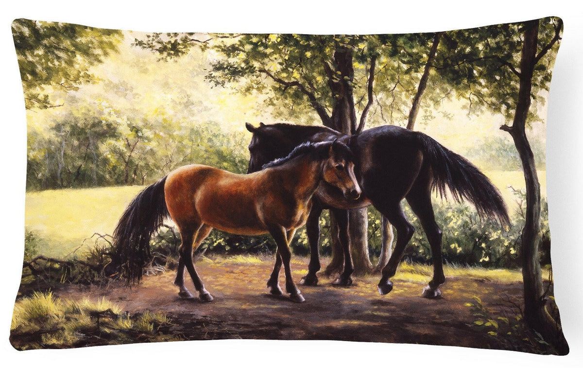 Horses by Daphne Baxter Fabric Decorative Pillow BDBA0055PW1216 by Caroline&#39;s Treasures