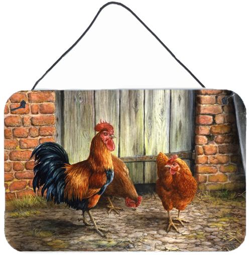 Rooster and Chickens by Daphne Baxter Wall or Door Hanging Prints BDBA0056DS812 by Caroline&#39;s Treasures