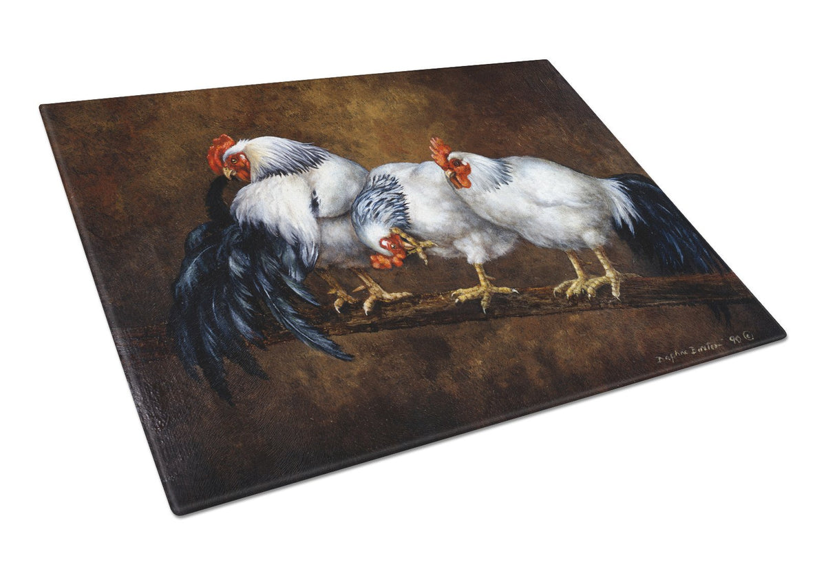 Roosting Rooster and Chickens Glass Cutting Board Large BDBA0081LCB by Caroline&#39;s Treasures