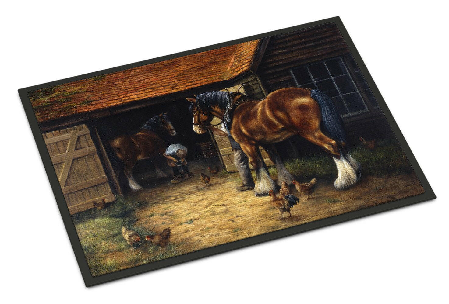 Horse and The Blacksmith by Daphne Baxter Indoor or Outdoor Mat 24x36 BDBA0086JMAT - the-store.com