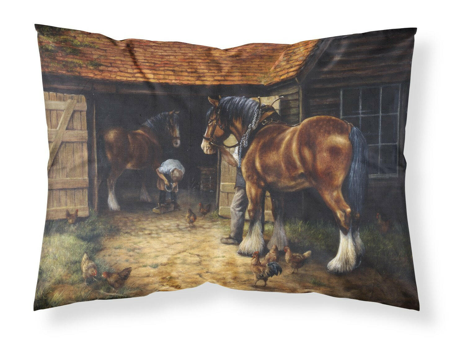 Horse and The Blacksmith by Daphne Baxter Fabric Standard Pillowcase BDBA0086PILLOWCASE by Caroline's Treasures