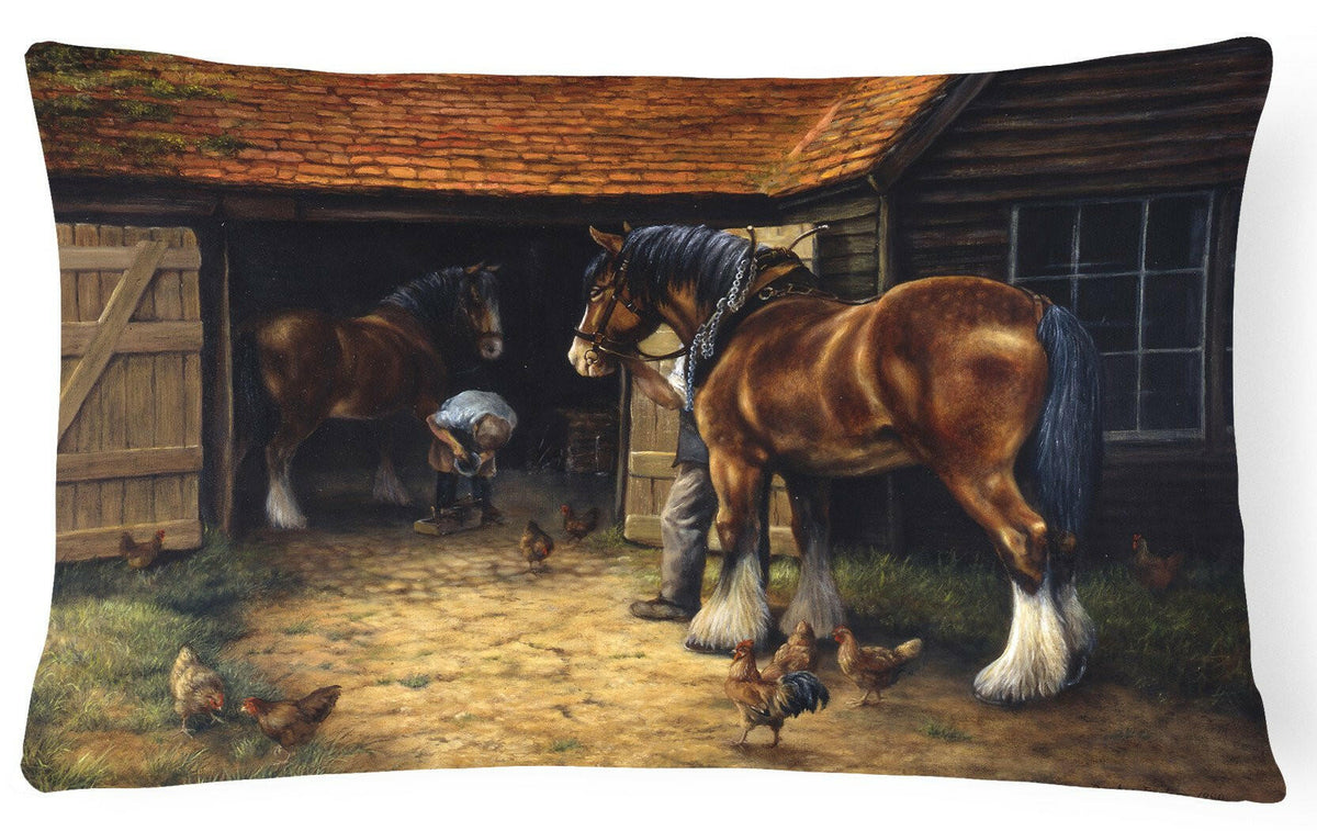 Horse and The Blacksmith by Daphne Baxter Fabric Decorative Pillow BDBA0086PW1216 by Caroline&#39;s Treasures