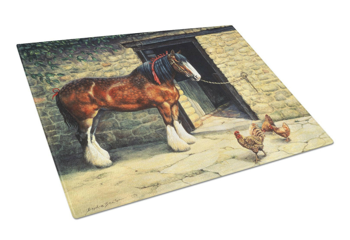 Horse and Chickens by Daphne Baxter Glass Cutting Board Large BDBA0087LCB by Caroline&#39;s Treasures
