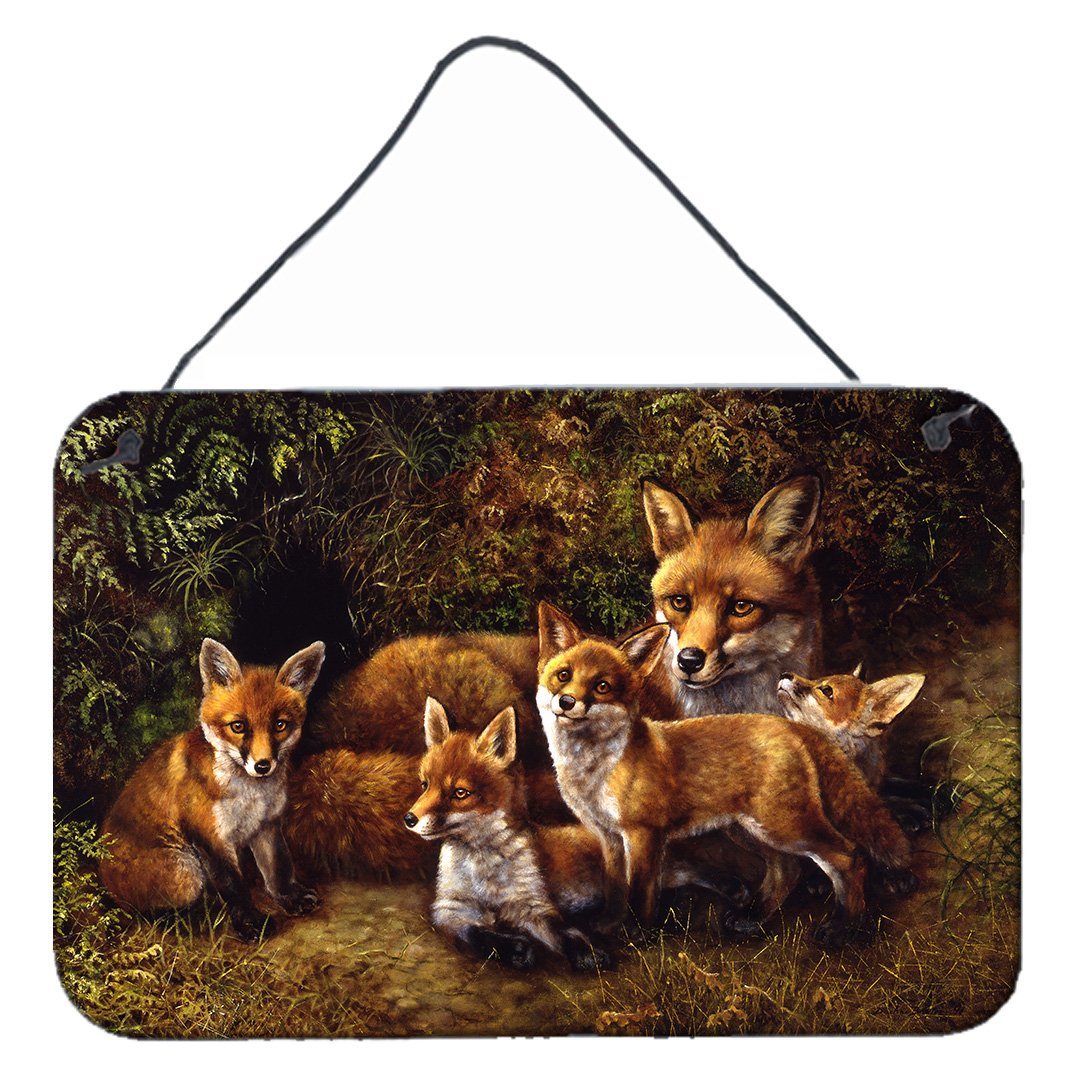 Fox Family Foxes by Daphne Baxter Wall or Door Hanging Prints BDBA0090DS812 by Caroline&#39;s Treasures