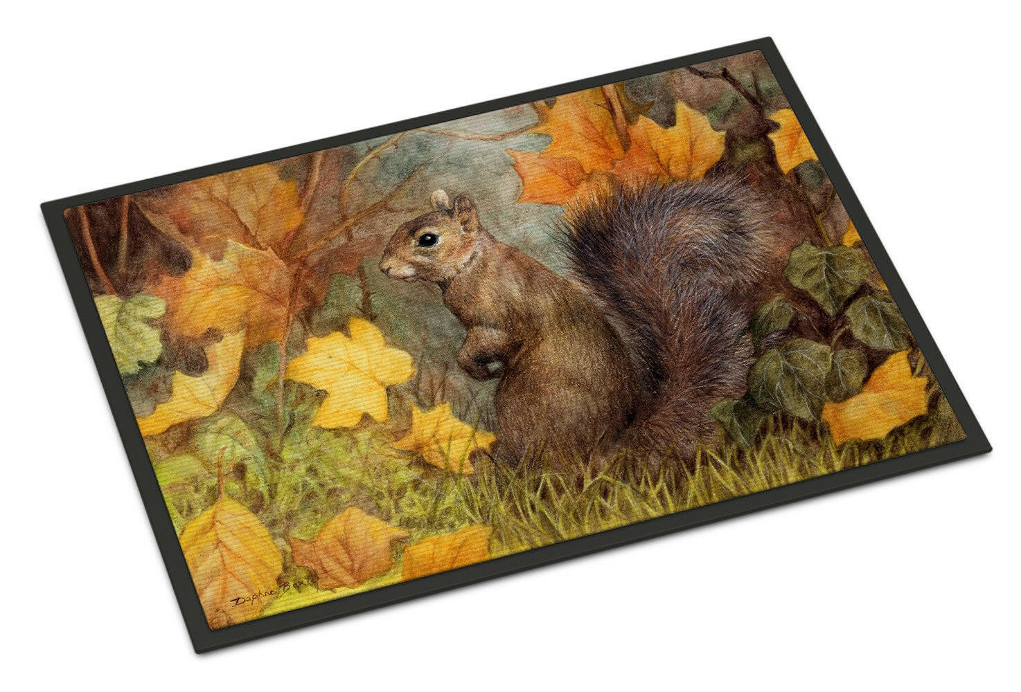 Grey Squirrel in Fall Leaves Indoor or Outdoor Mat 24x36 BDBA0097JMAT - the-store.com
