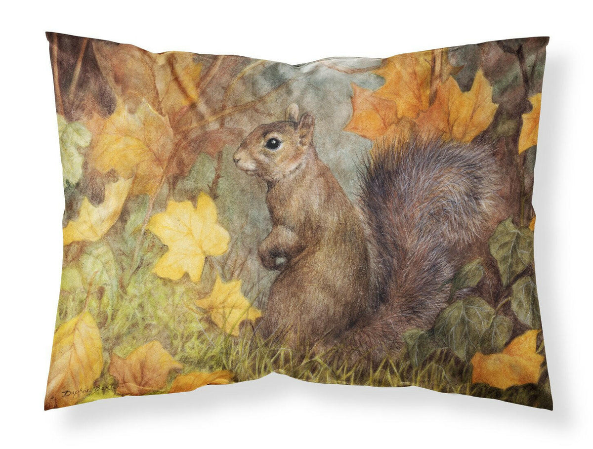 Grey Squirrel in Fall Leaves Fabric Standard Pillowcase BDBA0097PILLOWCASE by Caroline&#39;s Treasures