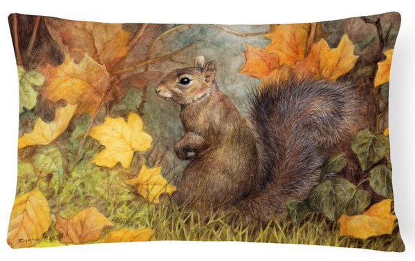 Grey Squirrel in Fall Leaves Fabric Decorative Pillow BDBA0097PW1216 by Caroline's Treasures