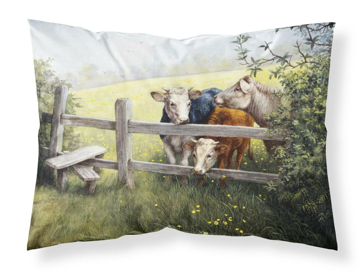 Cows in a Buttercup Meadow Fabric Standard Pillowcase BDBA0103PILLOWCASE by Caroline's Treasures