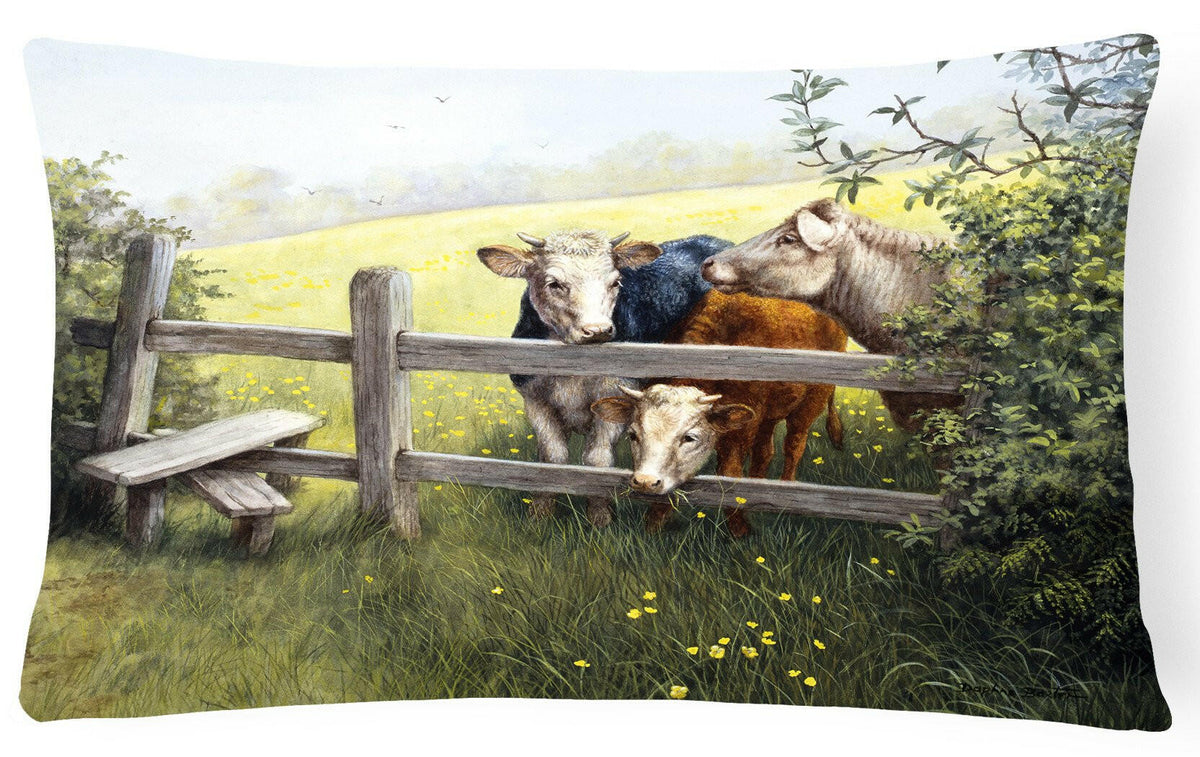 Cows in a Buttercup Meadow Fabric Decorative Pillow BDBA0103PW1216 by Caroline&#39;s Treasures