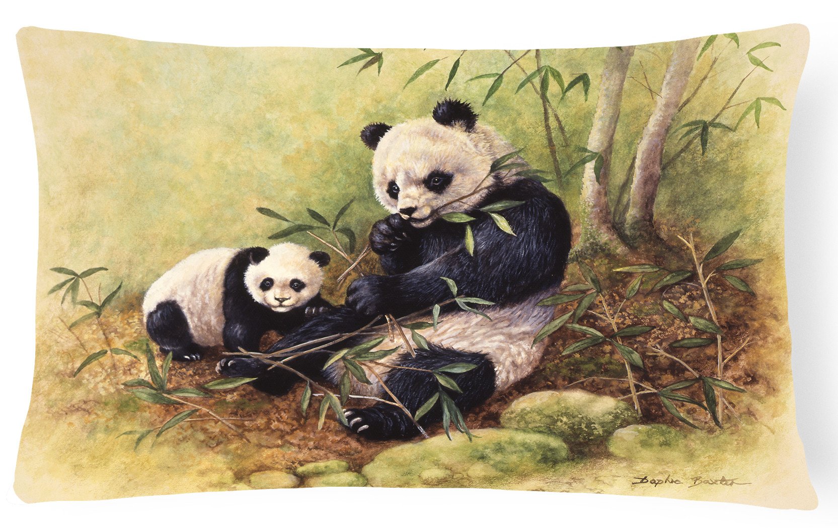 Panda Bears by Daphne Baxter Fabric Decorative Pillow BDBA0111PW1216 by Caroline's Treasures
