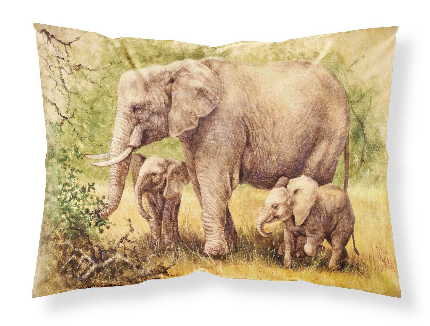 Elephants by Daphne Baxter Fabric Standard Pillowcase BDBA0112PILLOWCASE by Caroline's Treasures