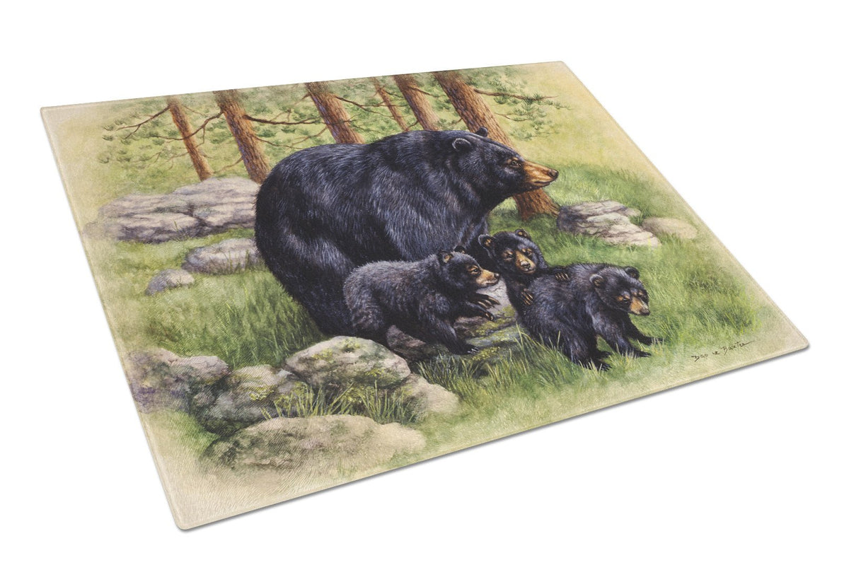 Black Bears by Daphne Baxter Glass Cutting Board Large BDBA0114LCB by Caroline&#39;s Treasures