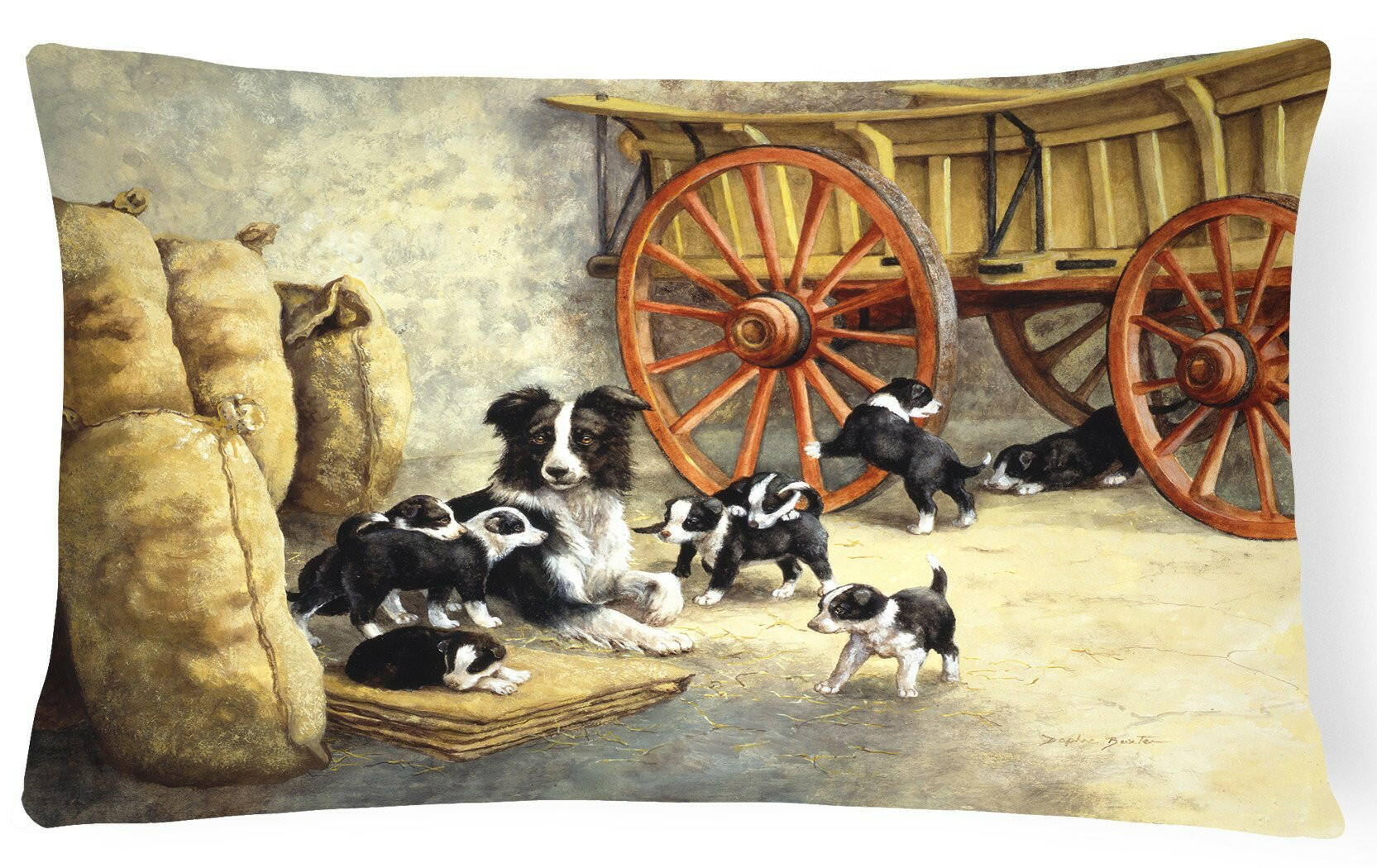 Border Collie Dog Litter Fabric Decorative Pillow BDBA0118PW1216 by Caroline's Treasures