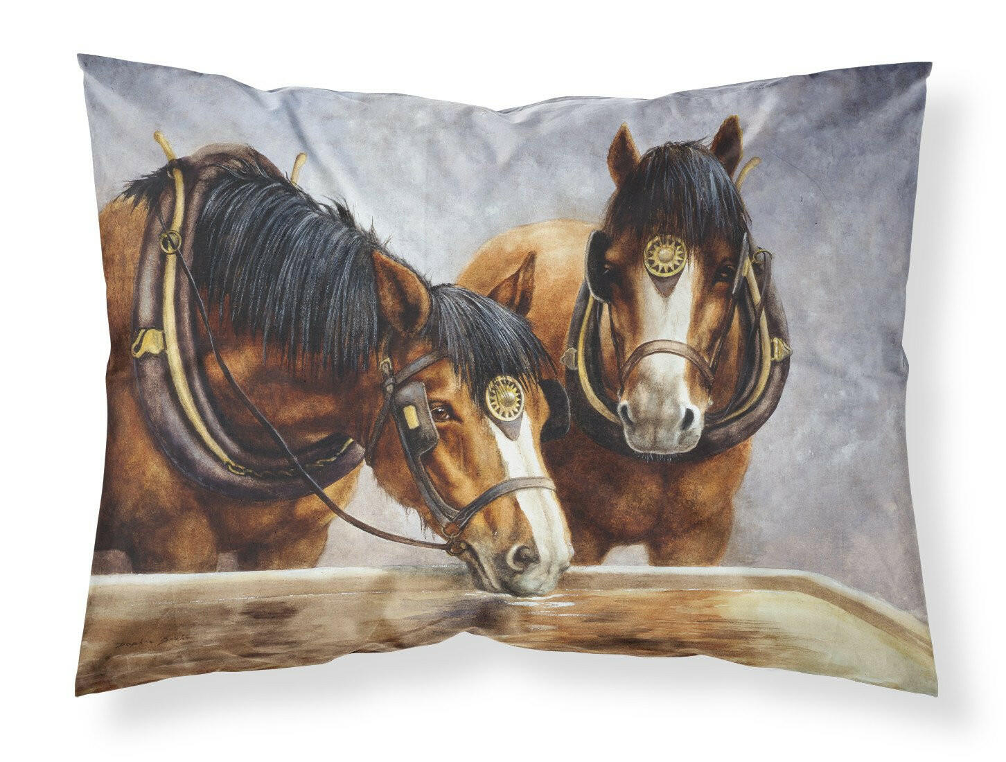 Horses Taking a Drink of Water Fabric Standard Pillowcase BDBA0119PILLOWCASE by Caroline's Treasures