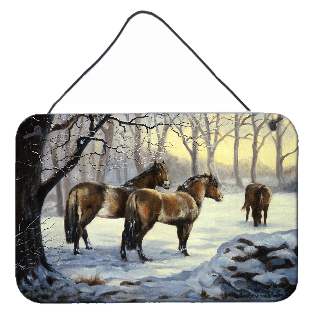 Horses in Snow by Daphne Baxter Wall or Door Hanging Prints BDBA0122DS812 by Caroline&#39;s Treasures