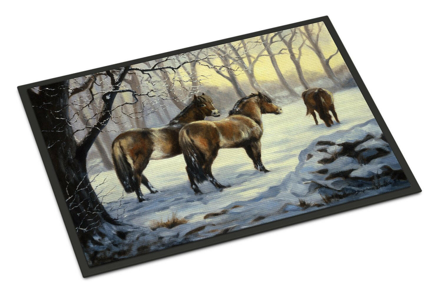 Horses in Snow by Daphne Baxter Indoor or Outdoor Mat 18x27 BDBA0122MAT - the-store.com
