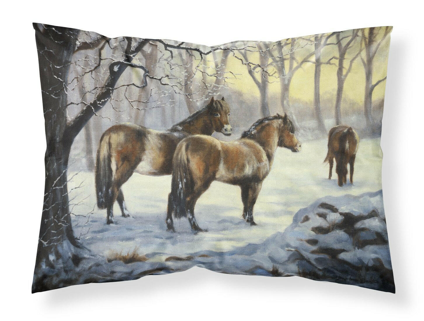 Horses in Snow by Daphne Baxter Fabric Standard Pillowcase BDBA0122PILLOWCASE by Caroline's Treasures
