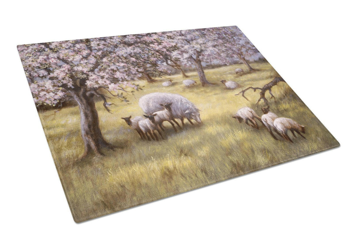 Sheep by Daphne Baxter Glass Cutting Board Large BDBA0133LCB by Caroline&#39;s Treasures