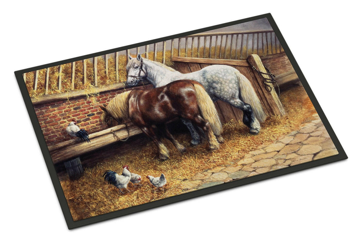 Horses Eating with the Chickens Indoor or Outdoor Mat 18x27 BDBA0135MAT - the-store.com