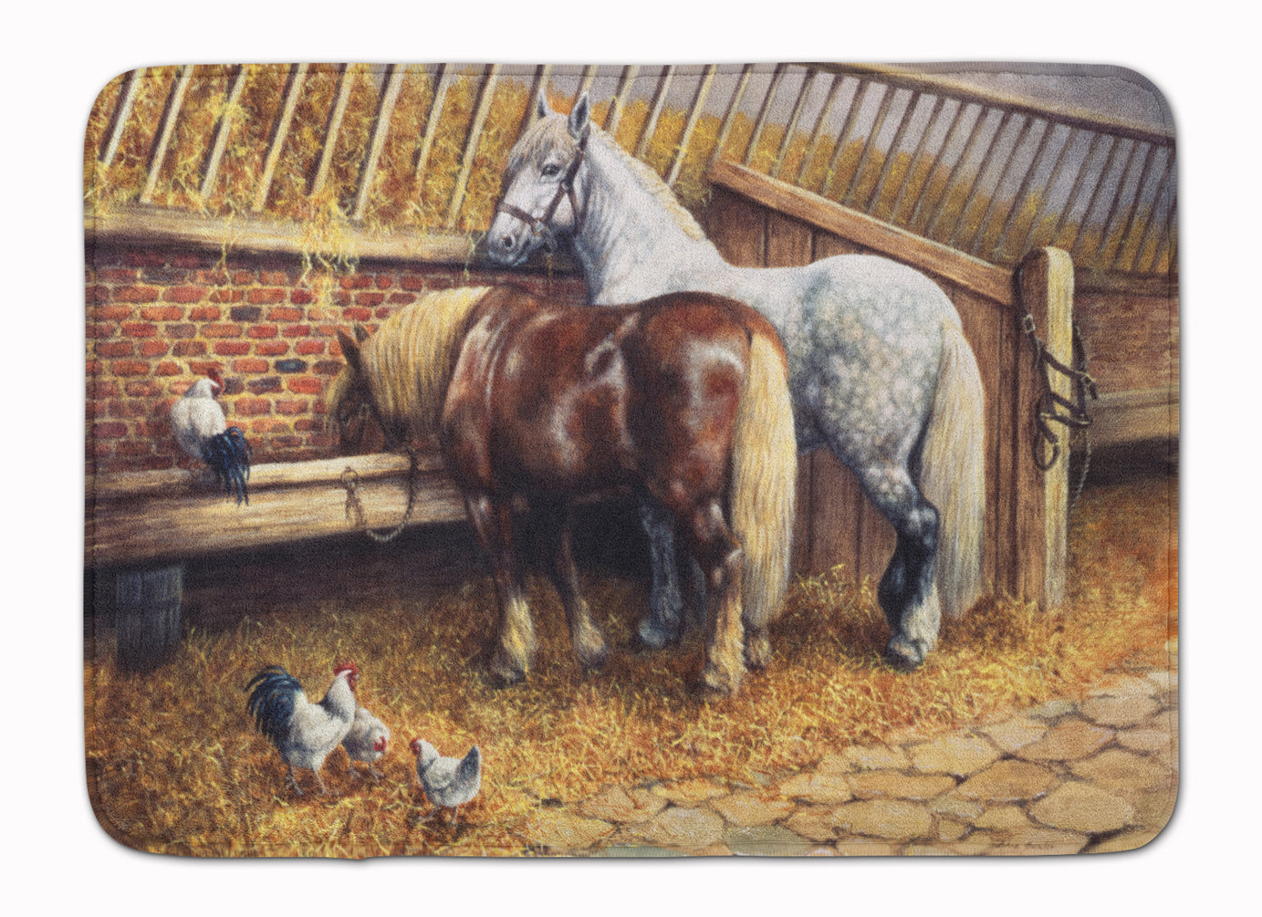 Horses Eating with the Chickens Machine Washable Memory Foam Mat BDBA0135RUG - the-store.com