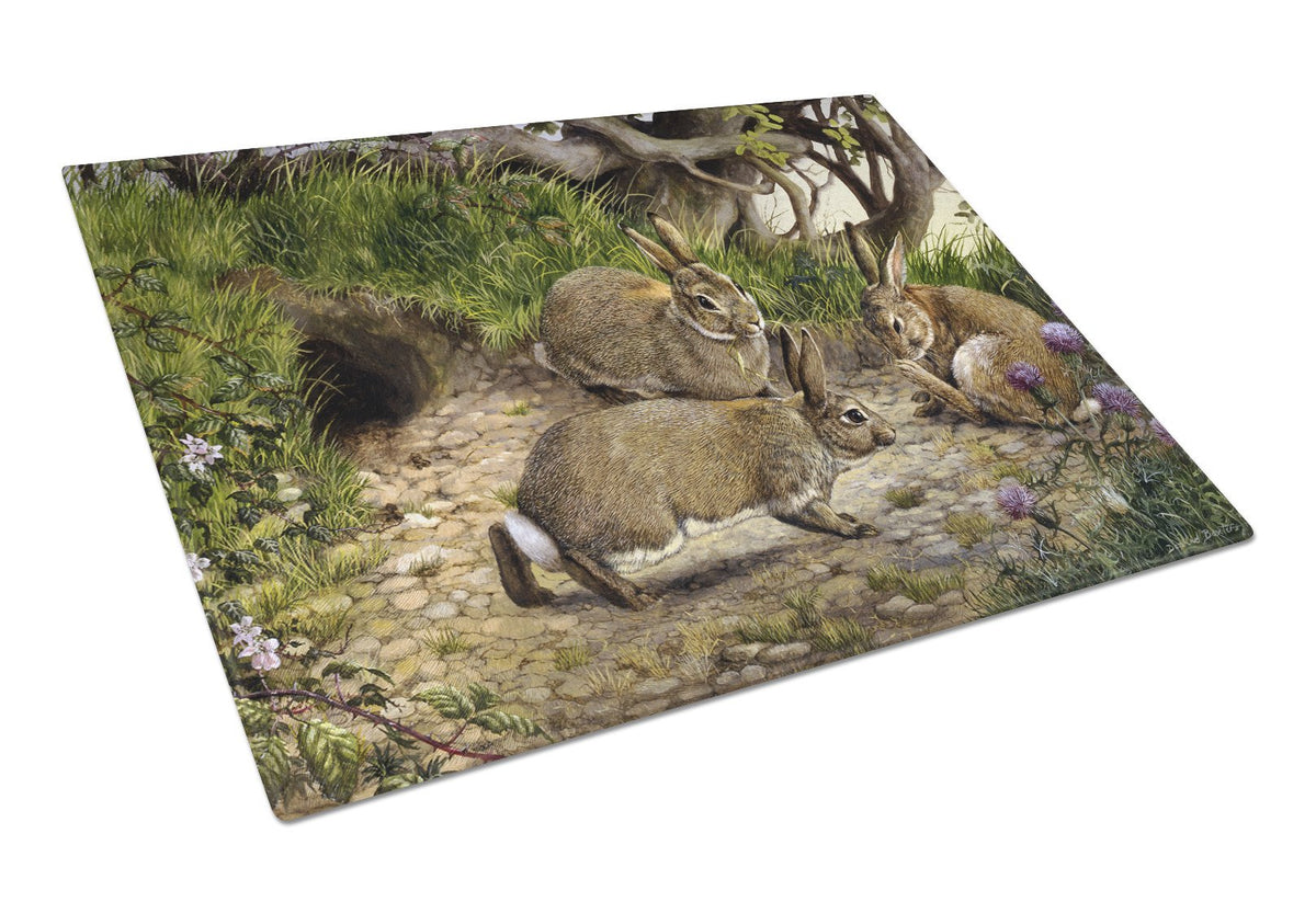 Rabbits and the Rabbit Hole Glass Cutting Board Large BDBA0136LCB by Caroline&#39;s Treasures