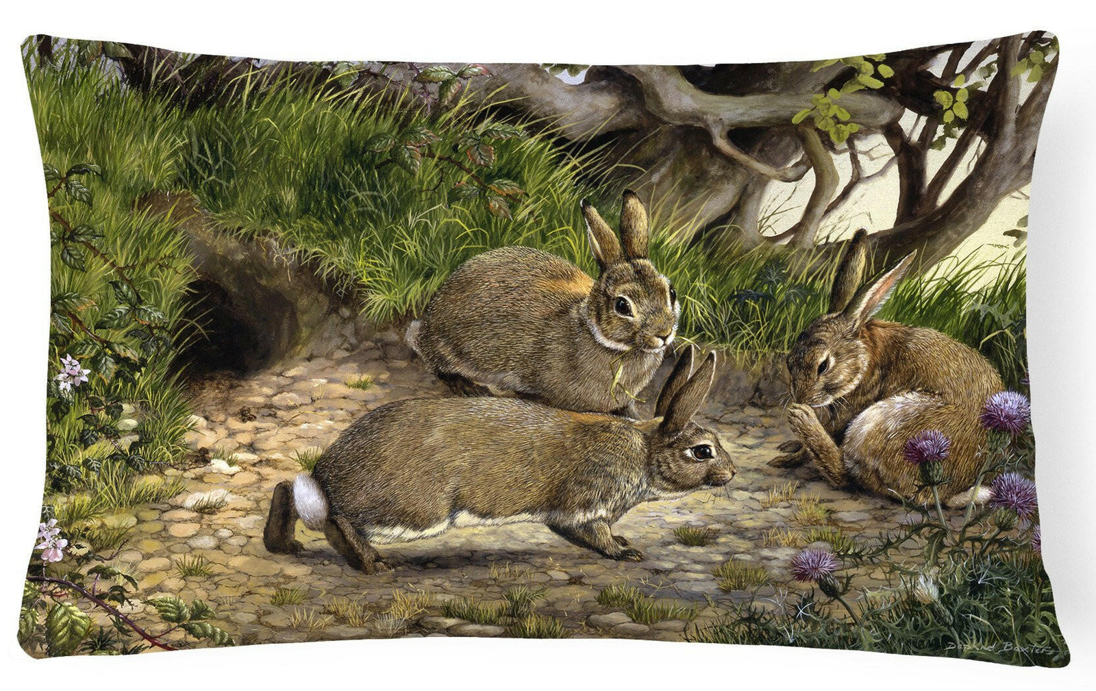 Rabbits and the Rabbit Hole Fabric Decorative Pillow BDBA0136PW1216 by Caroline's Treasures