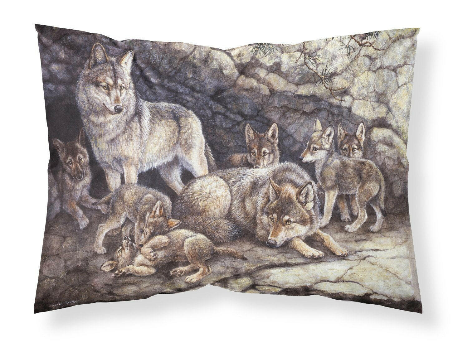 Wolf Wolves by the Den Fabric Standard Pillowcase BDBA0157PILLOWCASE by Caroline's Treasures