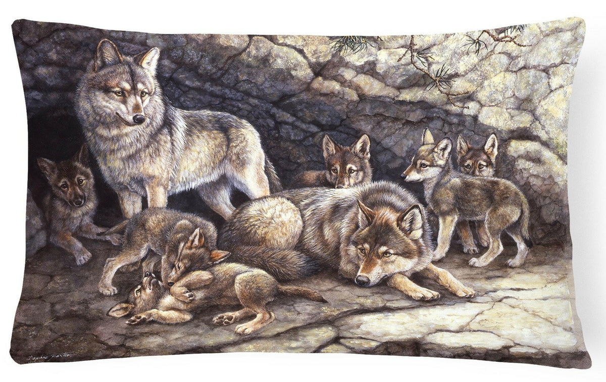 Wolf Wolves by the Den Fabric Decorative Pillow BDBA0157PW1216 by Caroline&#39;s Treasures