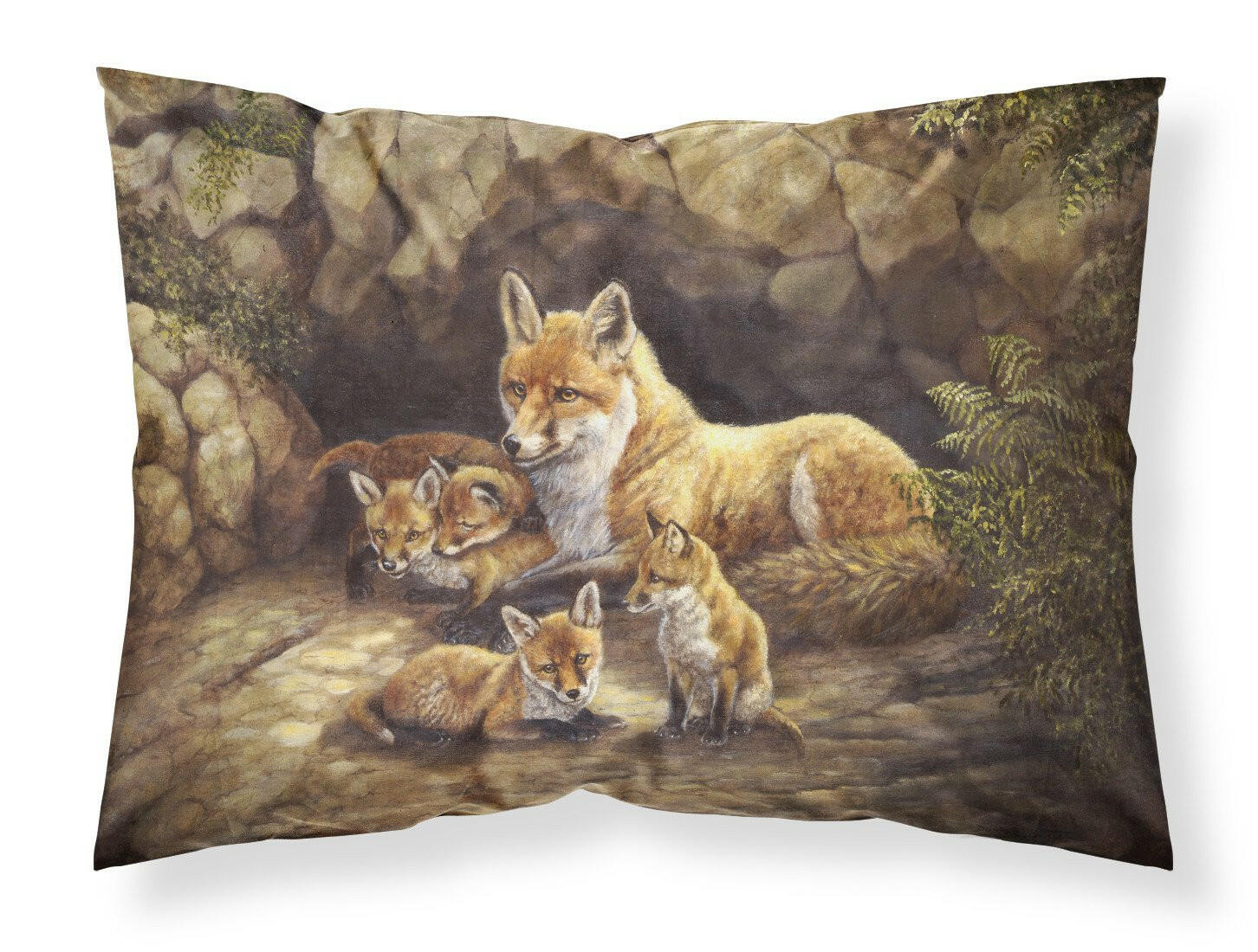 Fox Family Foxes by the Den Fabric Standard Pillowcase BDBA0169PILLOWCASE by Caroline's Treasures