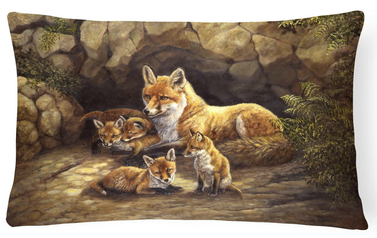Fox Family Foxes by the Den Fabric Decorative Pillow BDBA0169PW1216 by Caroline&#39;s Treasures