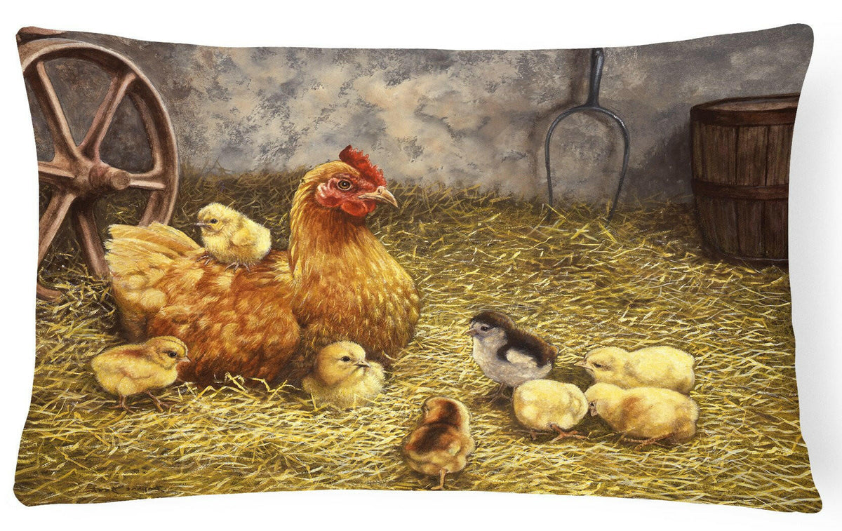 Chicken Hen and Her Chicks Fabric Decorative Pillow BDBA0176PW1216 by Caroline&#39;s Treasures