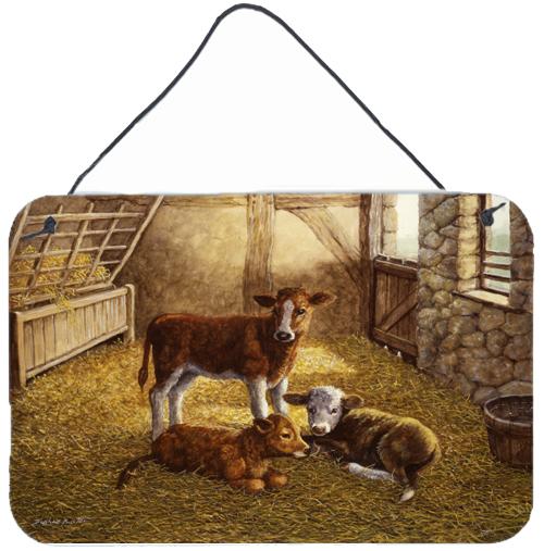 Cows Calves in the Barn Wall or Door Hanging Prints by Caroline&#39;s Treasures