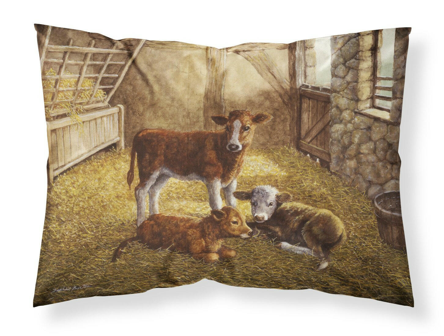 Cows Calves in the Barn Fabric Standard Pillowcase BDBA0179PILLOWCASE by Caroline's Treasures