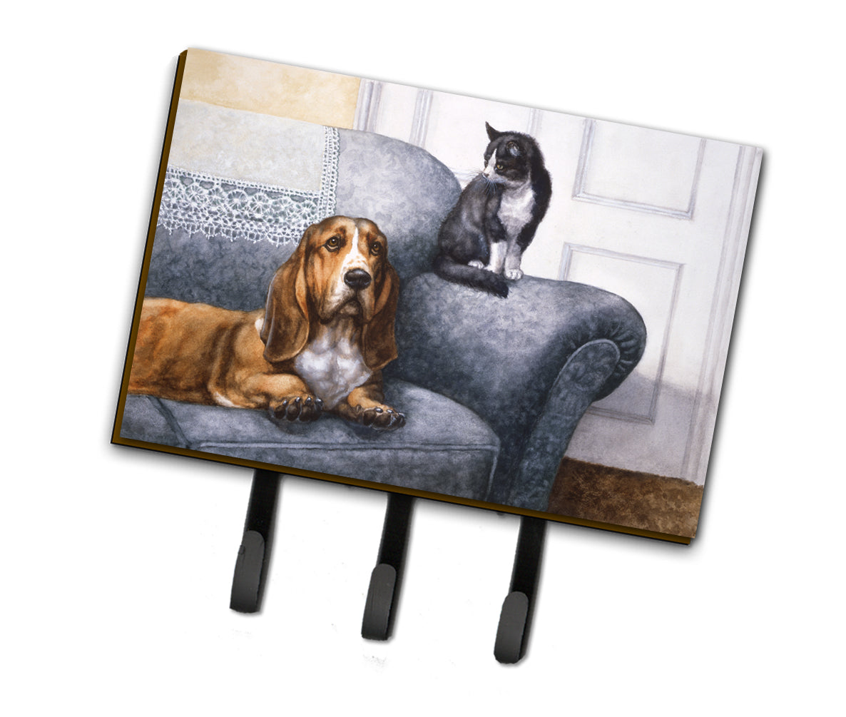 Basset Hound and Cat on couch Leash or Key Holder BDBA0182TH68
