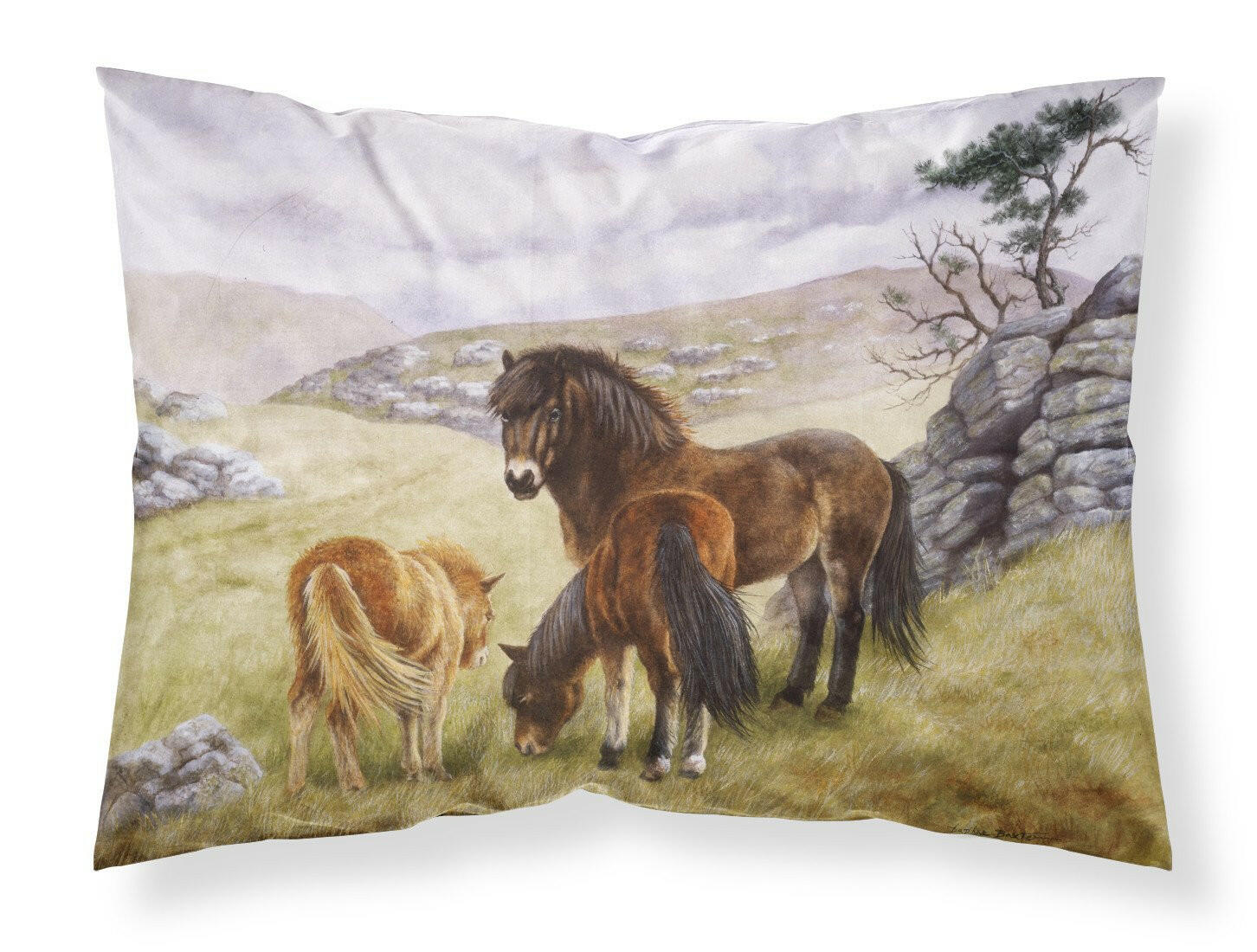 Horses in the Meadow Fabric Standard Pillowcase BDBA0189PILLOWCASE by Caroline's Treasures