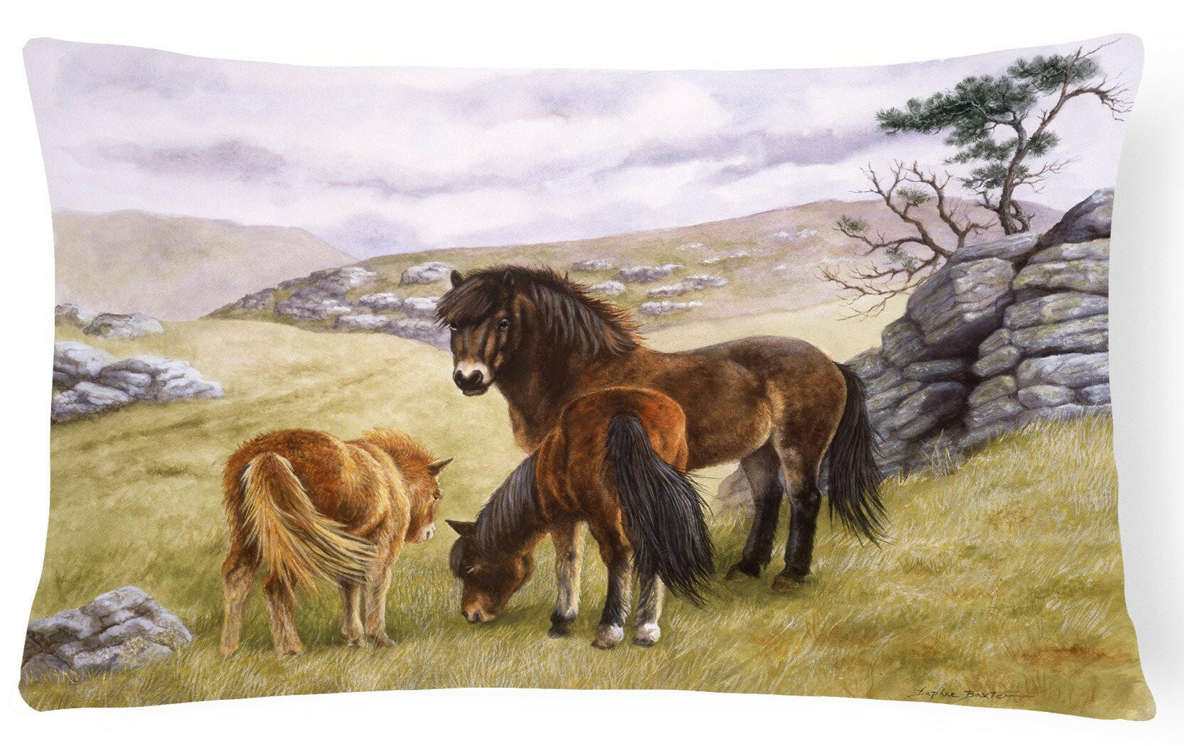 Horses in the Meadow Fabric Decorative Pillow BDBA0189PW1216 by Caroline's Treasures