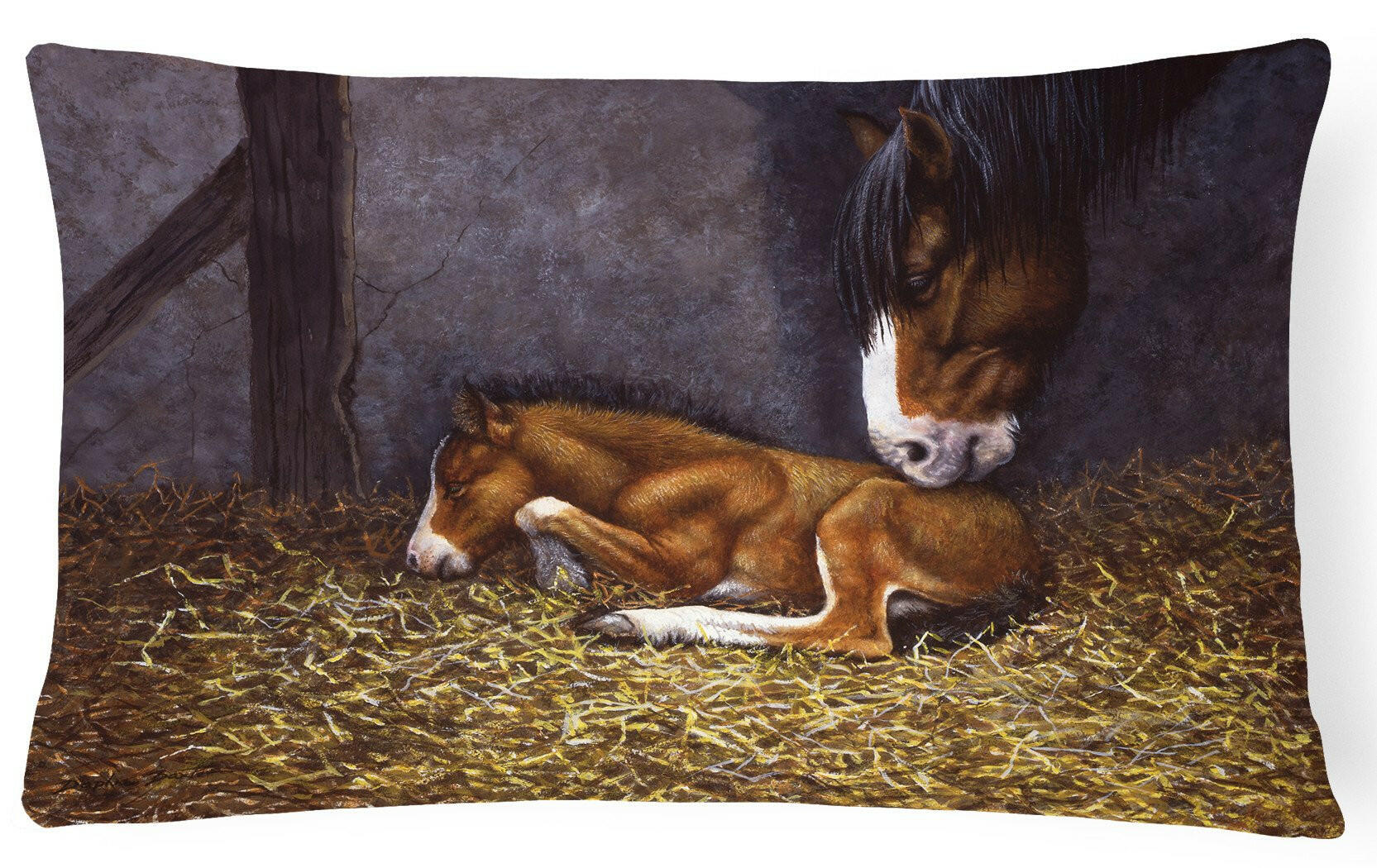 Horse and Her Foal Fabric Decorative Pillow BDBA0207PW1216 by Caroline's Treasures
