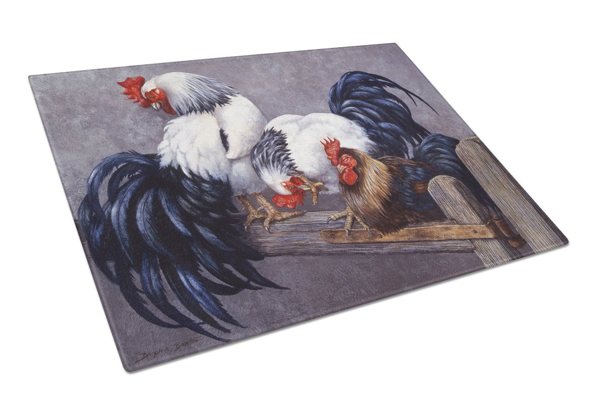Roosters Roosting Glass Cutting Board Large BDBA0208LCB by Caroline&#39;s Treasures