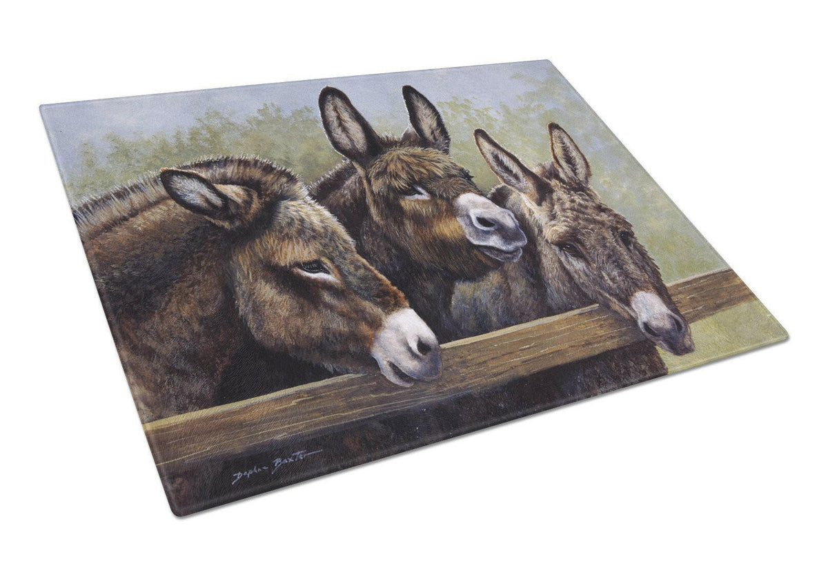 Donkeys by Daphne Baxter Glass Cutting Board Large BDBA0235LCB by Caroline&#39;s Treasures