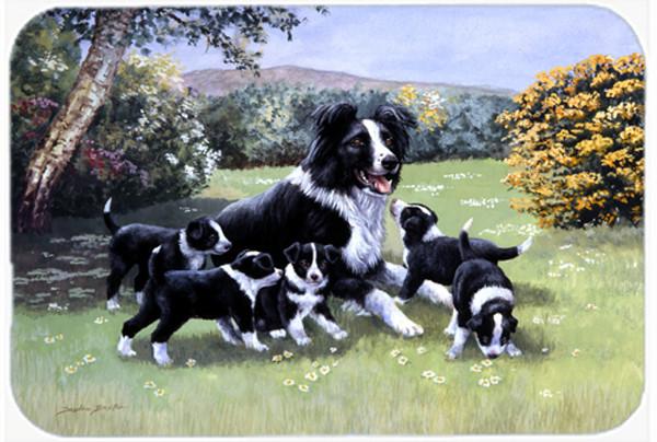 Border Collie Puppies with Momma Glass Cutting Board Large BDBA0257LCB by Caroline's Treasures