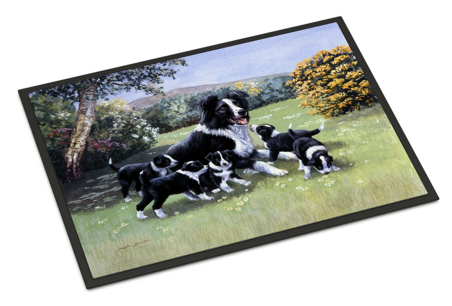 Border Collie Puppies with Momma Indoor or Outdoor Mat 18x27 BDBA0257MAT - the-store.com