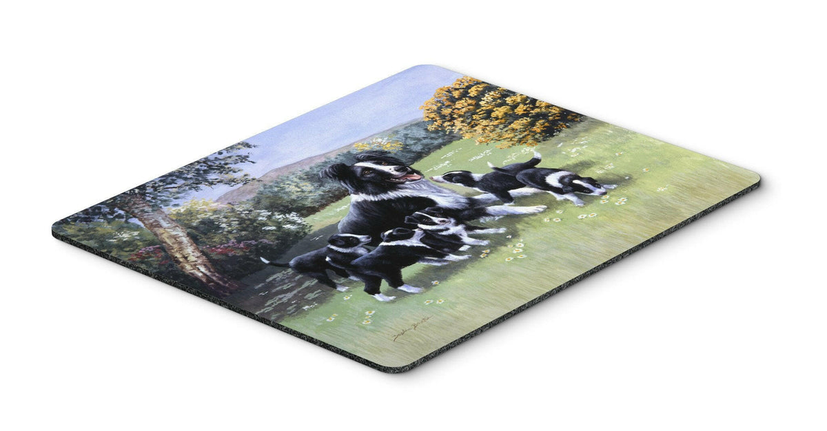 Border Collie Puppies with Momma Mouse Pad, Hot Pad or Trivet BDBA0257MP by Caroline&#39;s Treasures
