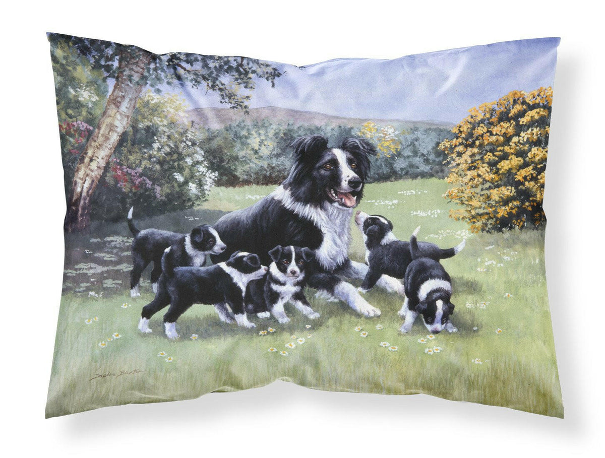 Border Collie Puppies with Momma Fabric Standard Pillowcase BDBA0257PILLOWCASE by Caroline&#39;s Treasures