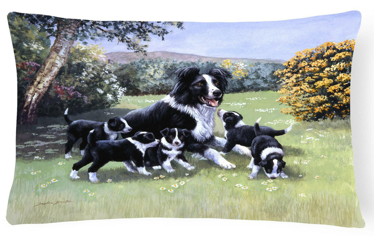Border Collie Puppies with Momma Fabric Decorative Pillow BDBA0257PW1216 by Caroline&#39;s Treasures